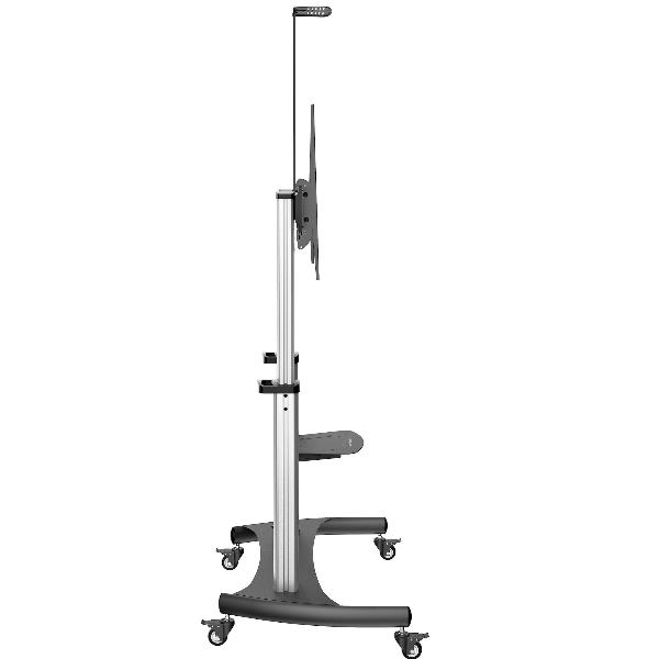 foto del prodotto startech.com mobile tv stand girevole su ruote carrello porta tv resistente per schermi da 60 100 100kg supporto tv da pavimento universale con ripiani