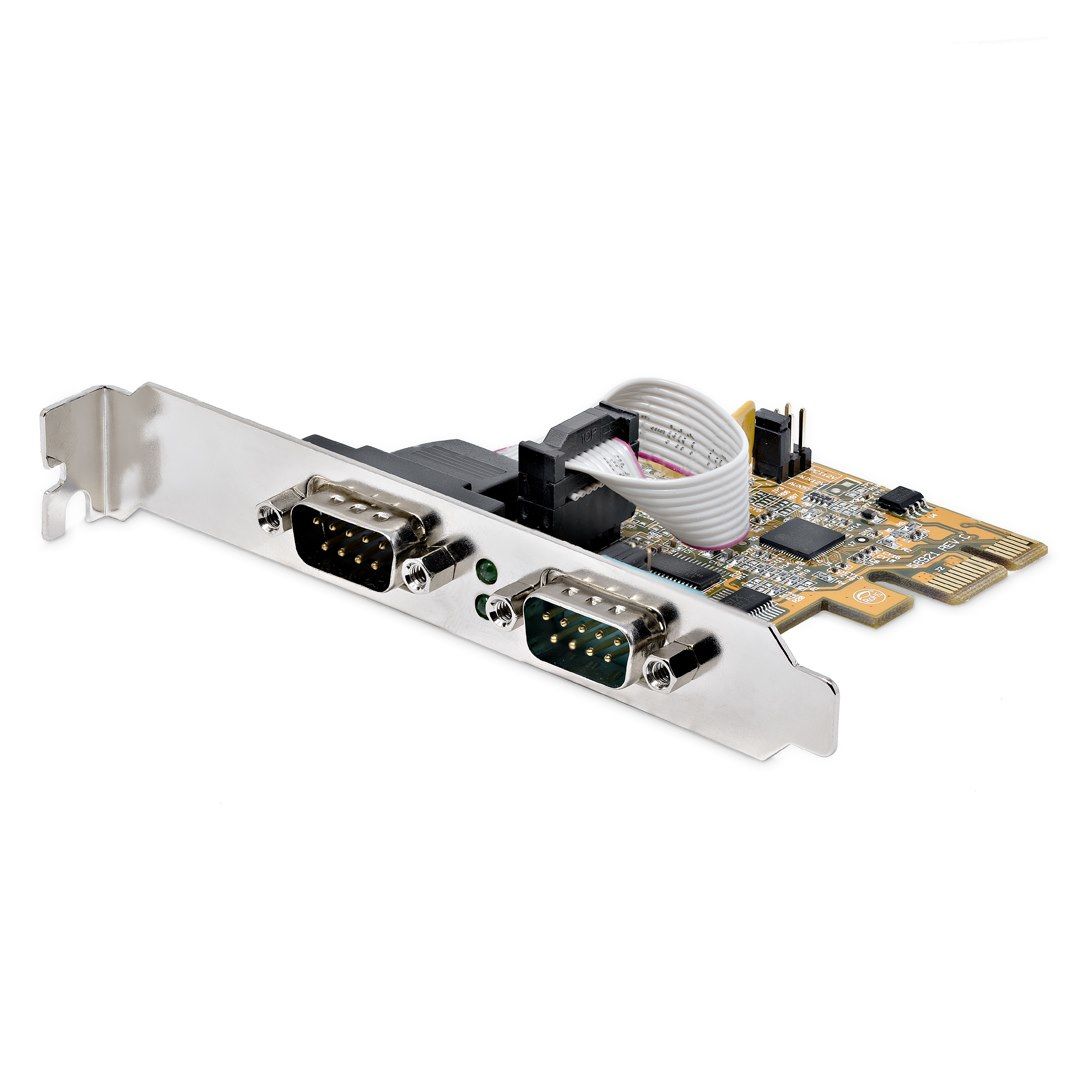 foto del prodotto startech.com scheda seriale pci express a due porte - scheda di interfaccia seriale da pcie a 2x rs232 db9 - scheda pcie con staffe standard o a basso profilo - 16c1050 uart - ritenzione com - windows e linux