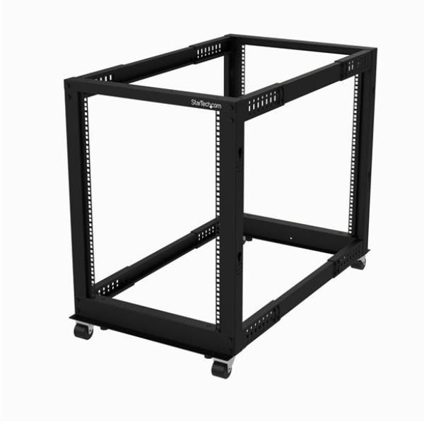 foto del prodotto startech.com server rack a 4 montanti 15u open frame, armadio rack di rete 19 con ruote, piedini di livellamento montaggio a pavimento, quadro rack scorrevole profondit regolabile per apparecchiature av dati it