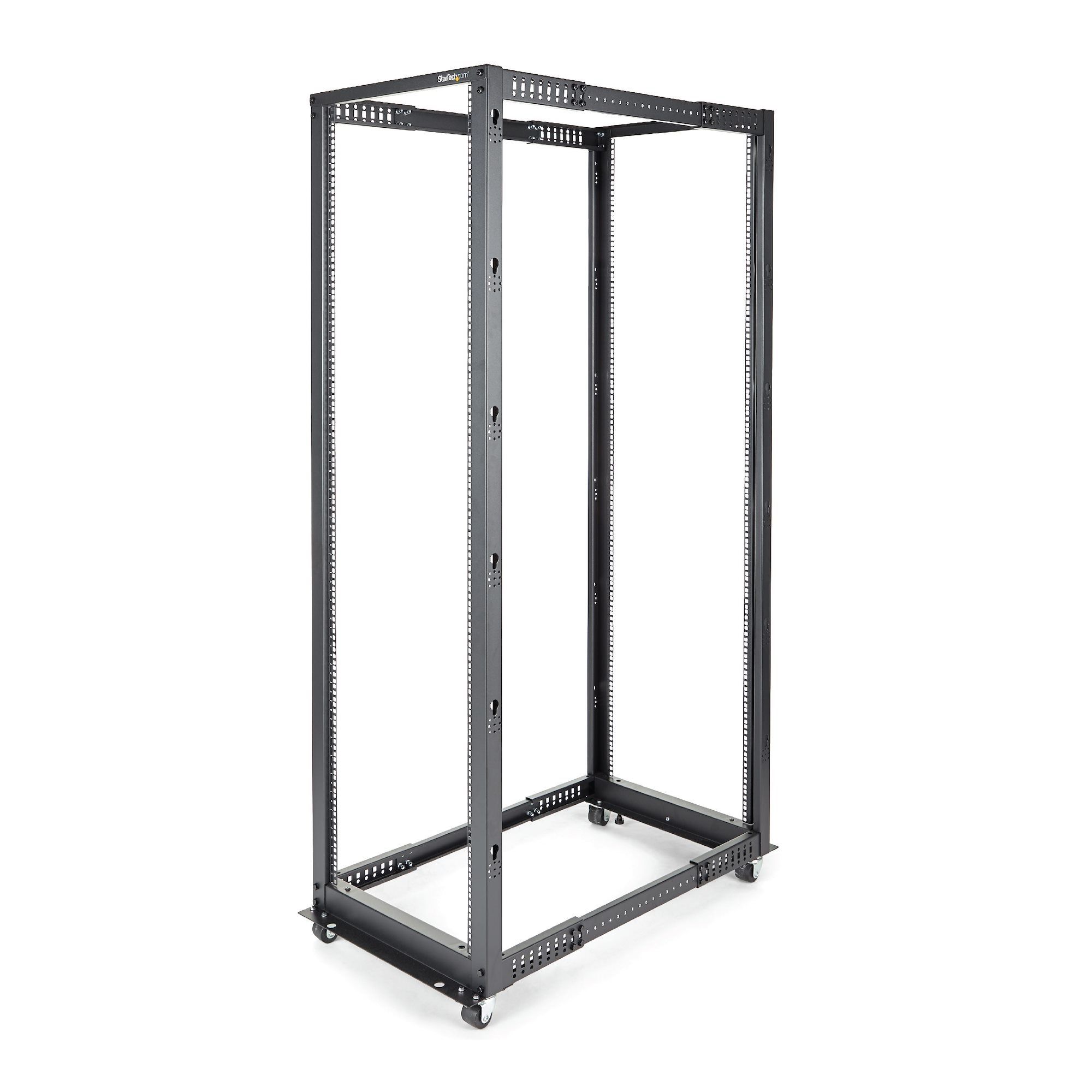 foto del prodotto startech.com server rack a 4 montanti 42u open frame, armadio rack di rete 19 con ruote, rack server per apparecchiature av dati media it, quadro rack con ruote piedini di livellamento o montaggio a pavimento