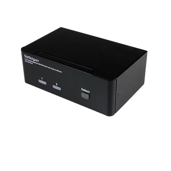 foto del prodotto startech.com switch kvm usb doppio displayport 2 porte con audio e hub usb 2.0