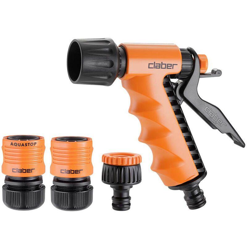 foto del prodotto starter kit 1 2, set pistola due getti e raccordi automatici irrigazione giardino per tubo da 1 2 12,5 mm claber