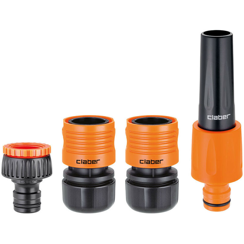 foto del prodotto starter kit 3 4 max flow, set lancia e raccordi safety lock irrigazione giardino per tubo da 3 4 19 mm claber