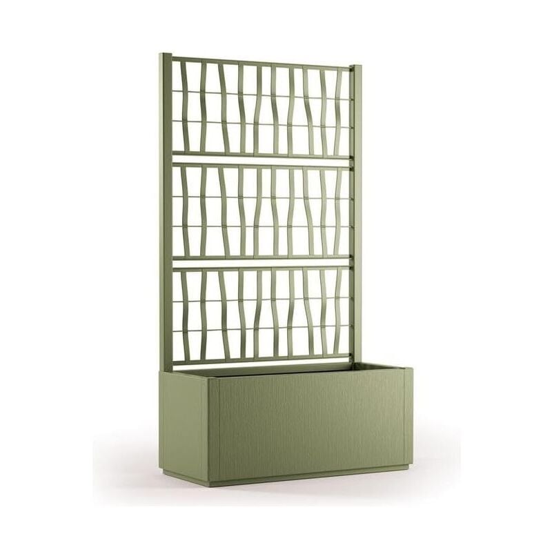 foto del prodotto starwax stefanplast fioriera ethica ret verde oliva 80x36 cm con spalliera grigliata