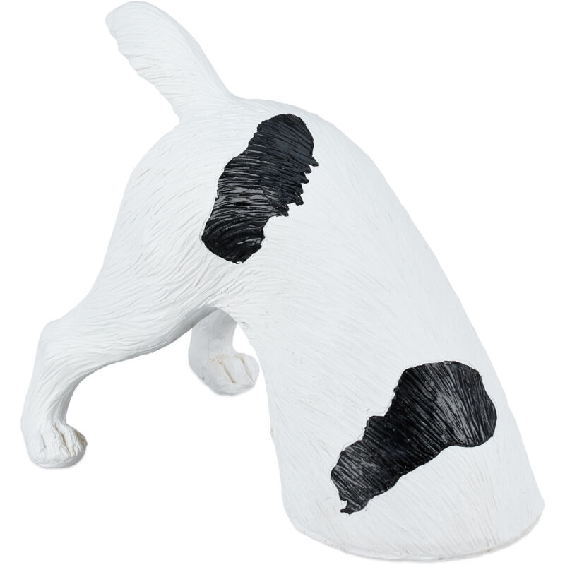 foto del prodotto statua cane da giardino, scultura da esterno in poliresina, hlp 23x28x17 cm, cagnolino che scava, nero bianco relaxdays