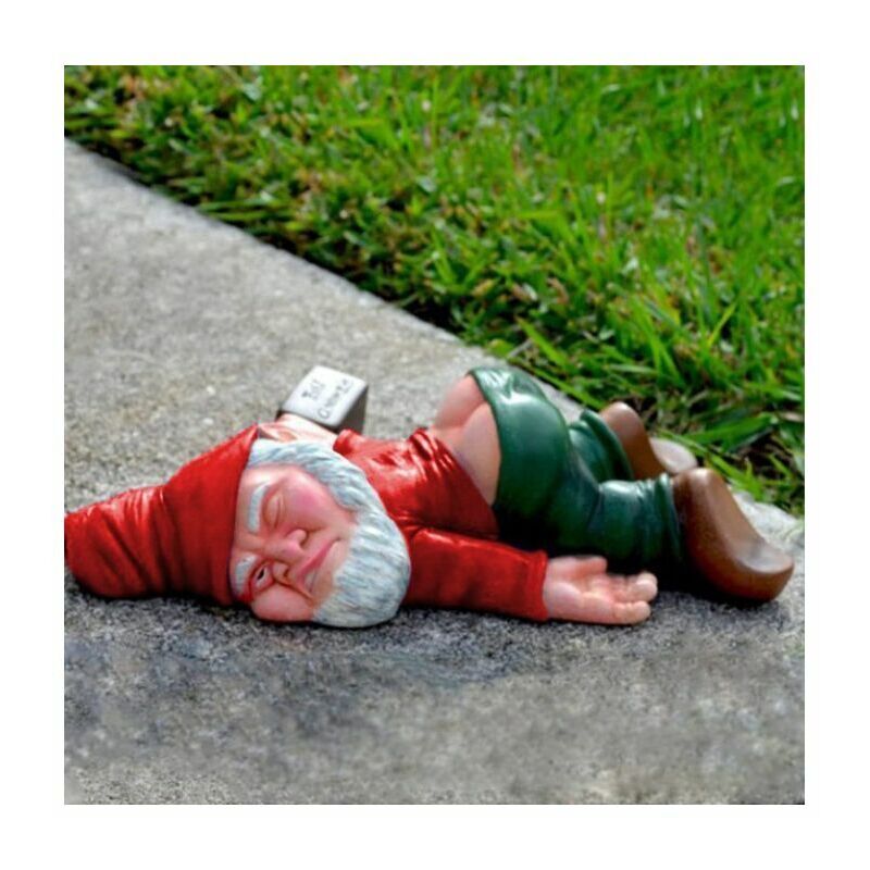 foto del prodotto statua da giardino del nano ubriaco m rosso ,