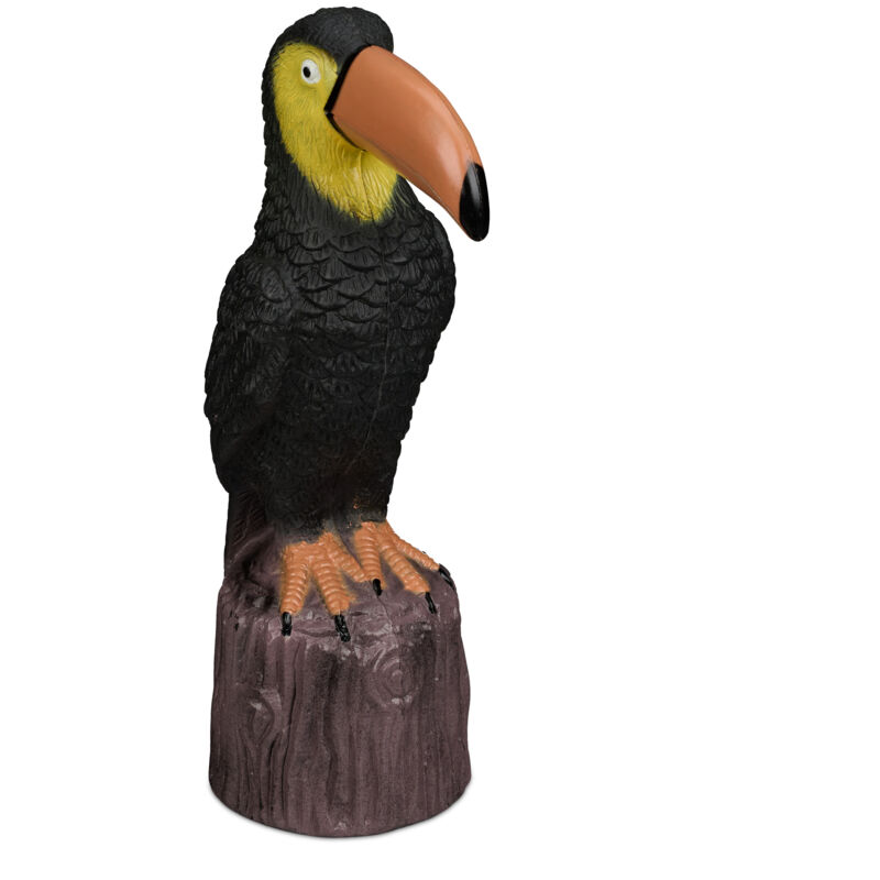 foto del prodotto statua da giardino, hlp 35 x 10 x 19 cm, tucano da poggiare, plastica resistente alle intemperie, nero marrone relaxdays