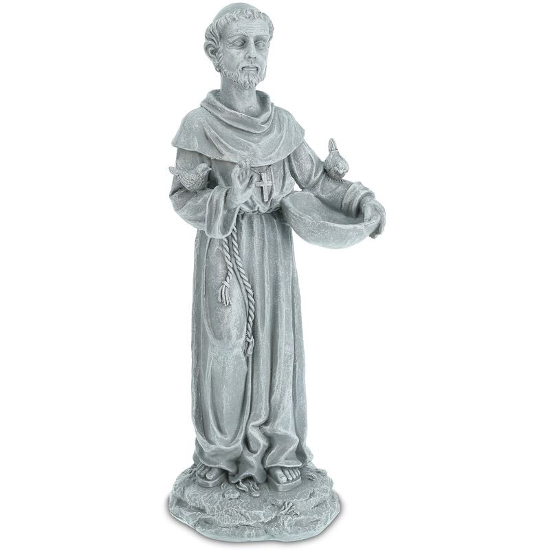 foto del prodotto statua da giardino, rappresentazione san francesco, poliresina, resistente pioggia e uv, hpl 61x25x20, grigio relaxdays