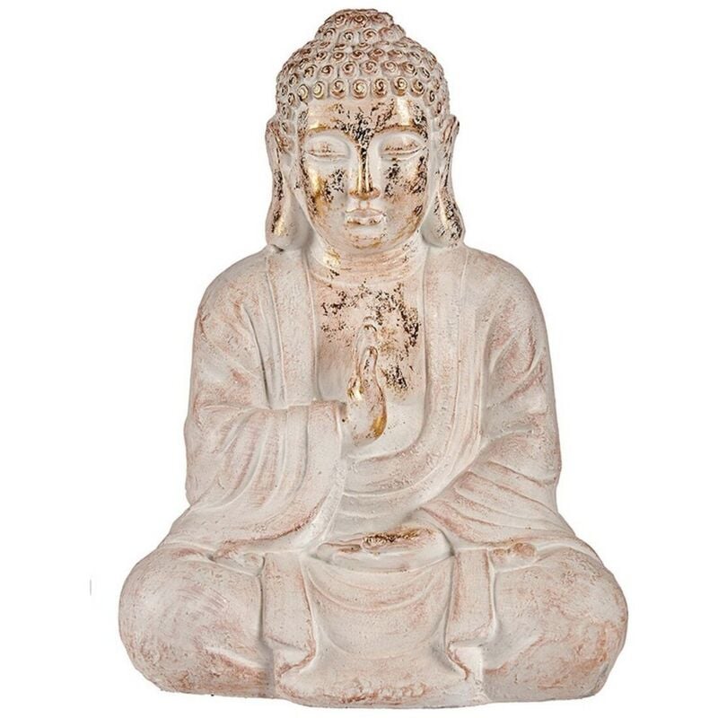 foto del prodotto statua decorativa da giardino ibergarden cc20412 bianco dorato poliresina 23,5 x 49 x 36 cm buddha