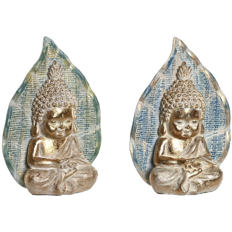 foto del prodotto statua decorativa dkd home decor 12,4 x 5,6 x 17,7 cm azzurro buddha turchese orientale decapaggio 2 unit 