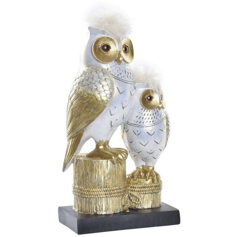 foto del prodotto statua decorativa dkd home decor 14,5 x 9 x 26 cm gufo dorato bianco