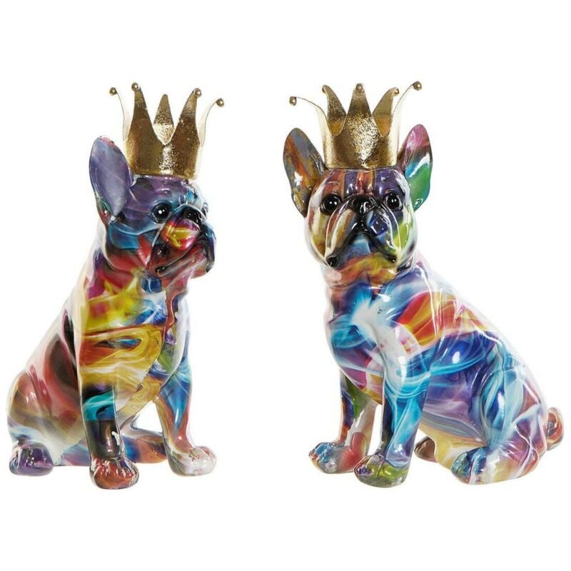foto del prodotto statua decorativa dkd home decor 18,5 x 11,5 x 23,5 cm multicolore cane 2 unit 
