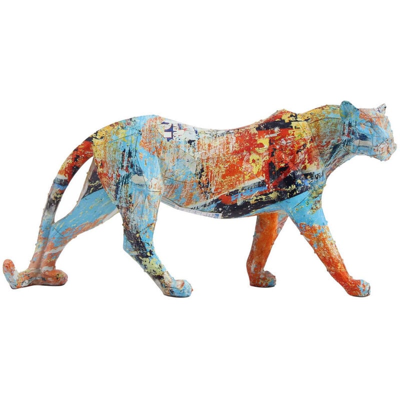 foto del prodotto statua decorativa dkd home decor 29,5 x 8,5 x 15 cm leopardo multicolore moderno