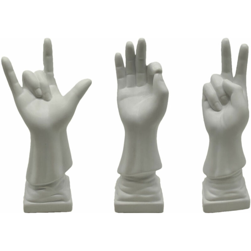 foto del prodotto statua decorativa dkd home decor bianco mano 7 x 7 x 25 cm (3 unità)