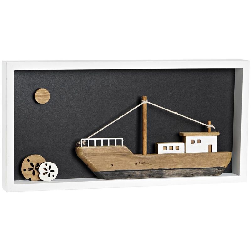 foto del prodotto statua decorativa dkd home decor bianco marrone barco 40 x 3,5 x 20 cm