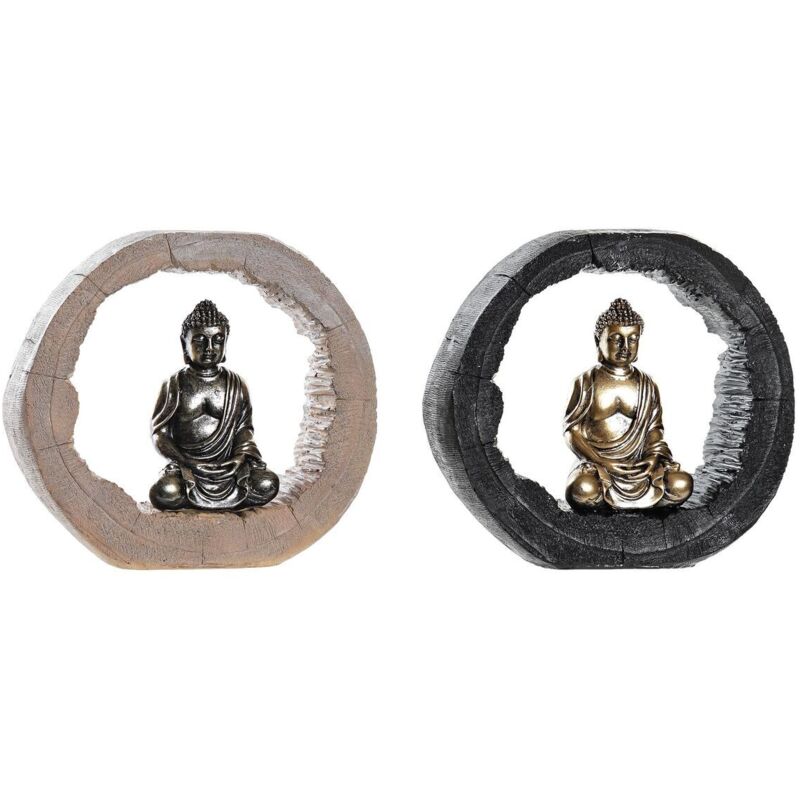 foto del prodotto statua decorativa dkd home decor nero dorato buddha orientale 20,8 x 6 x 18,5 cm (2 unità)