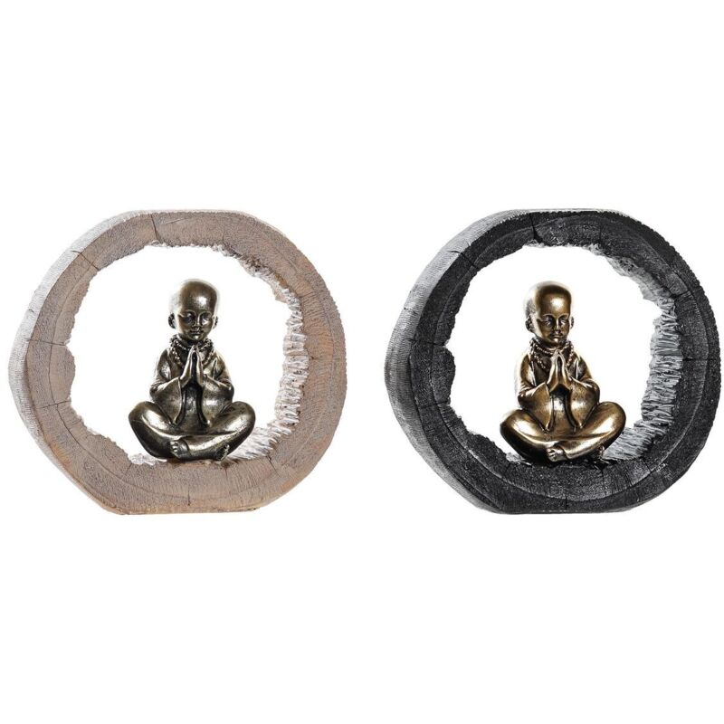 foto del prodotto statua decorativa dkd home decor nero dorato frate orientale 20,8 x 6,5 x 18,5 cm (2 unità)
