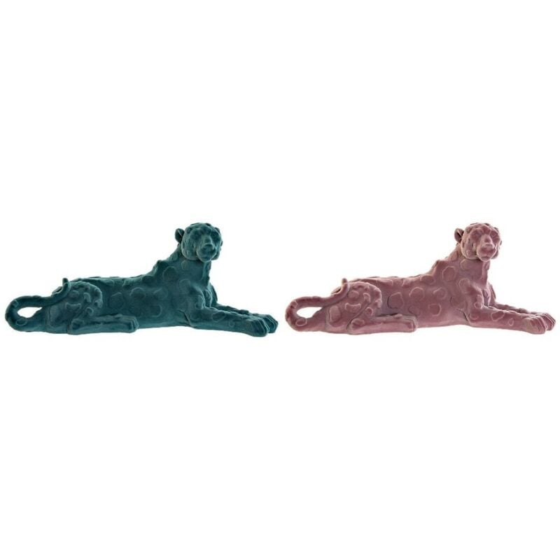 foto del prodotto statua decorativa dkd home decor verde rosa resina floccato leone 26,5 x 9 x 11 cm