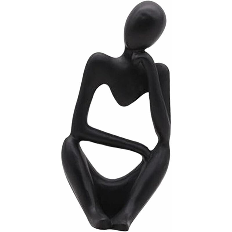 foto del prodotto statua del pensatore, statua di scultura astratta del pensatore in resina, statuette di personaggi moderni, decorazione per la casa, ornamento per scrivania da ufficio, regali di compleanno, nero a de