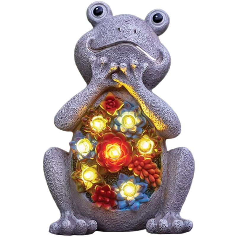 foto del prodotto statua di rana solare decorazione da giardino per esterni sculture decorative di rane con lampada a led solare per esterni idea regalo per donne