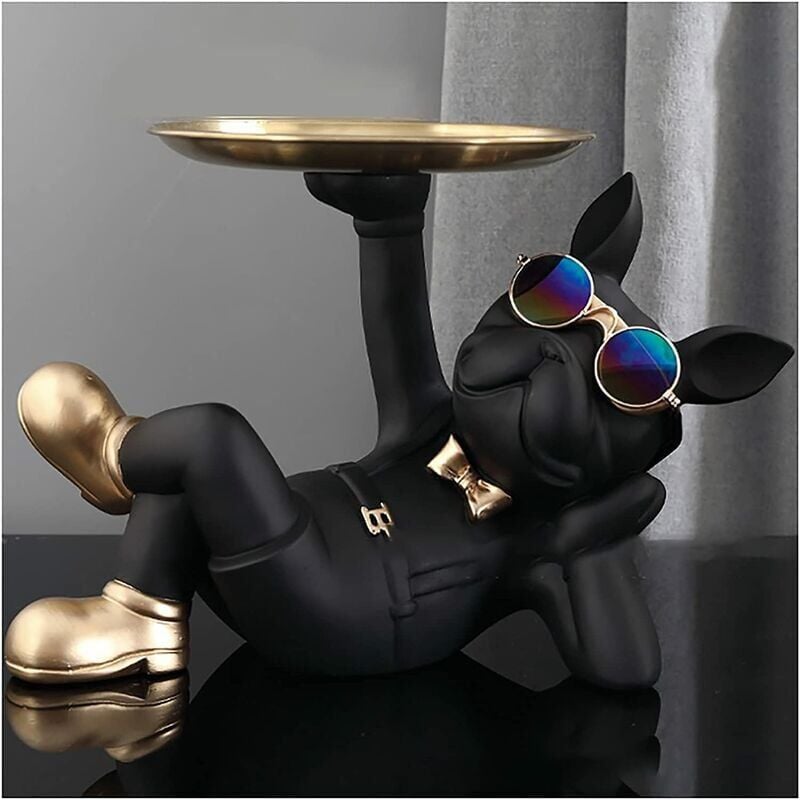 foto del prodotto statua e altro oggetto decorativo bulldog francese scultura statua decorazione per ufficio bulldog nero casual nero