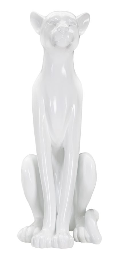 foto del prodotto statua leopardo 27x74x38 cm in poliresina bianco