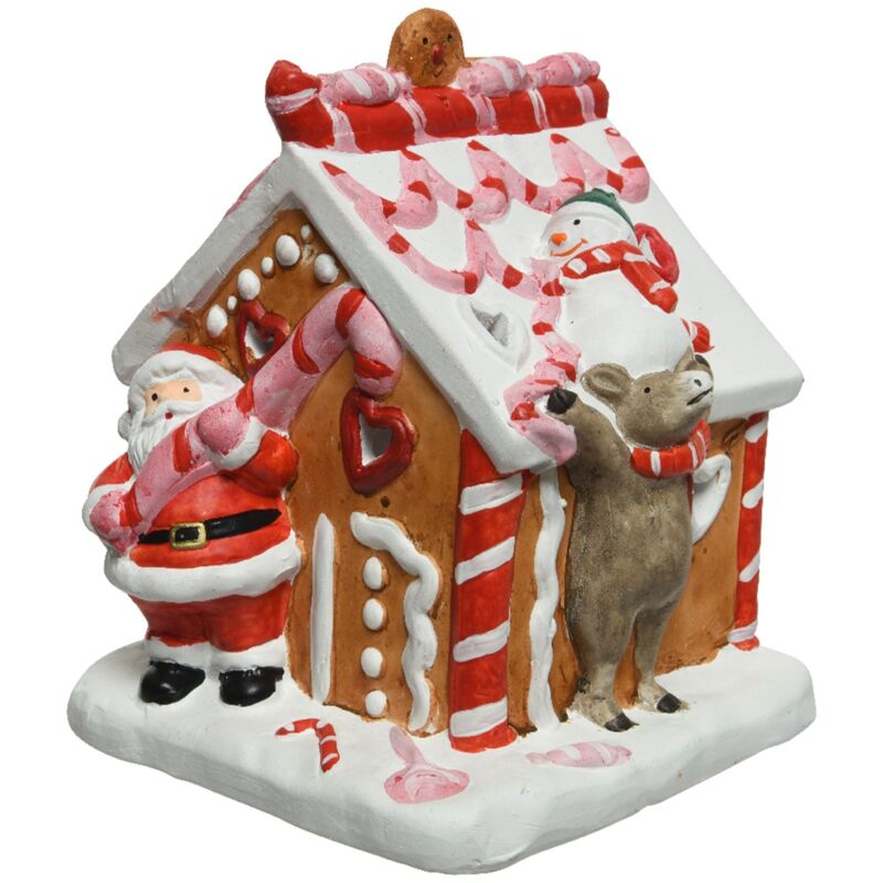 foto del prodotto statua natalizia casa di babbo natale in terracotta decorazione h 18 cm