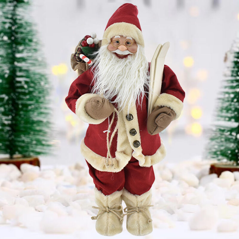 foto del prodotto statuina babbo natale rosso statuetta 80cm vestiti in tessuto addobbo natalizio