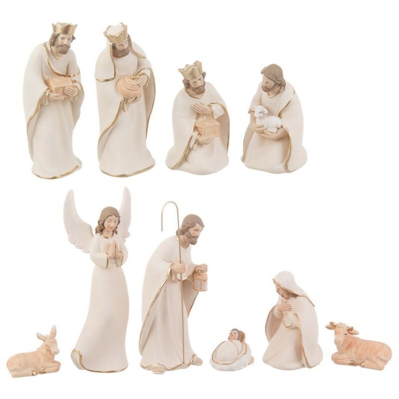foto del prodotto statuine grandi nativit celestial per presepe natalizio in poliresina bianco 10 figure