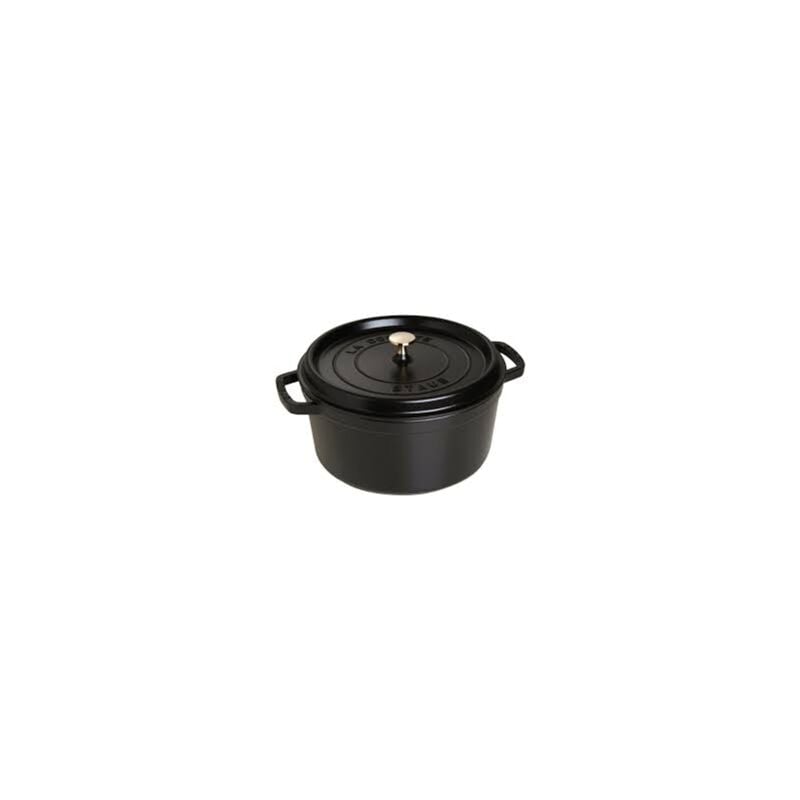 foto del prodotto staub casseruola in ghisa smaltata con coperchio, tutti i bruciatori inclusa induzione, da 1 a 2 persone, rotonda, 18 cm, 1,70 l, 3,4 kg, nero opaco