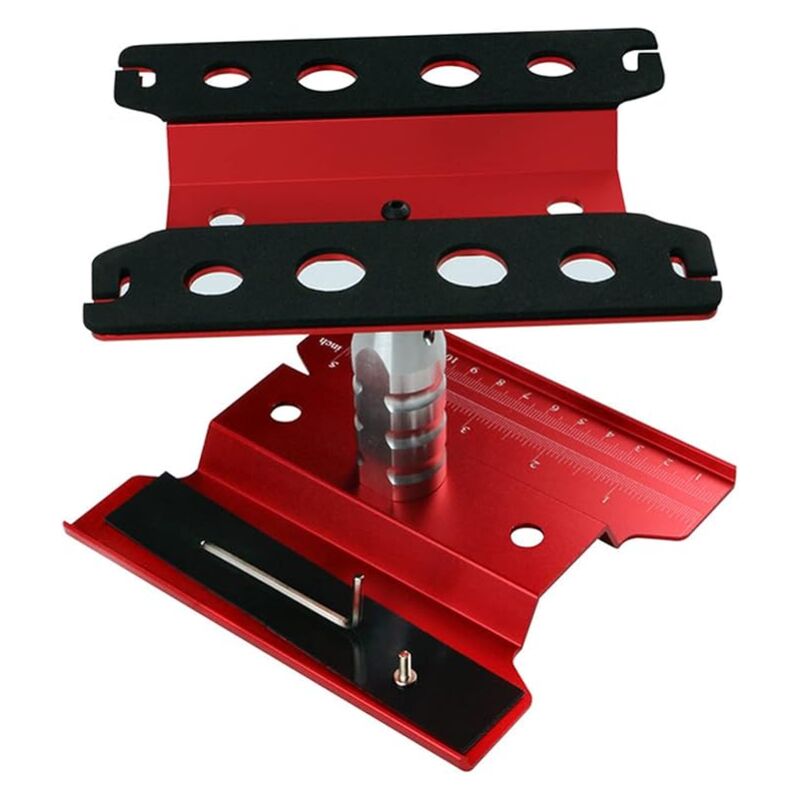 foto del prodotto stazione di riparazione auto rc, stazione di riparazione auto regolabile con rotazione a 360 per modelli in scala 1 8 1 10 rosso 