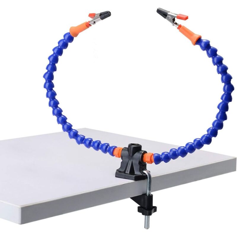 foto del prodotto stazione di saldatura di terza mano, due bracci flessibili con clip girevoli base in alluminio antiscivolo sollbry