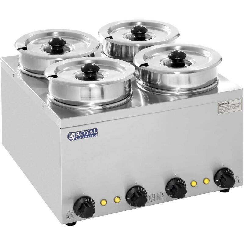 foto del prodotto stazione elettrica per zuppe bagnomaria in acciaio inox 4 pentolex2 75l coperchi
