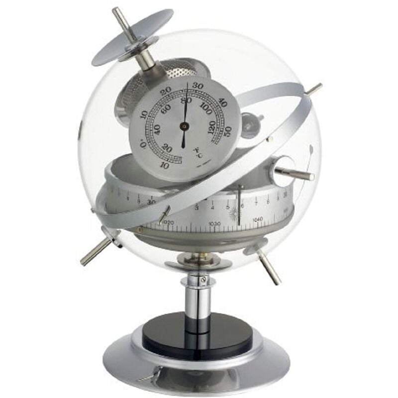 foto del prodotto stazione meteo analogica sputnik, 20.2047.54, con termometro, igrometro e barometro, realizzata a mano, per previsioni meteo, made in germany,