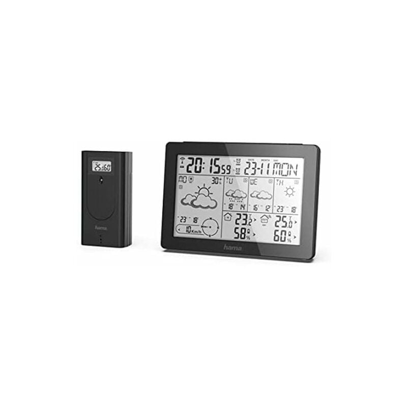 foto del prodotto stazione meteorologica professionale, stazione radio con sensore esterno, temperatura, umidità, velocità del vento, per interni ed esterni, colore