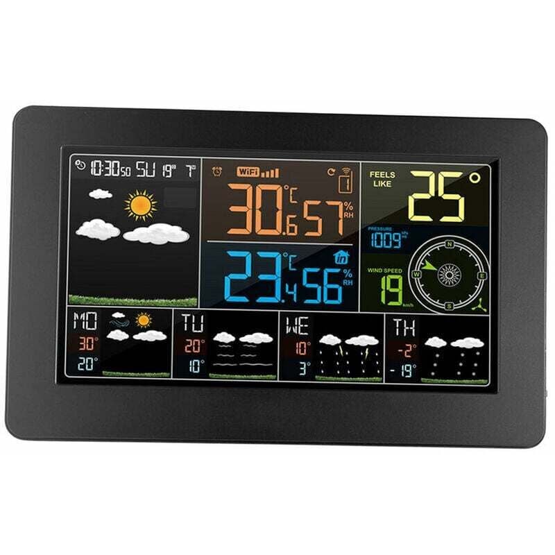 foto del prodotto stazione meteorologica wifi a colori multifunzionale controllo app monitoraggio meteorologico intelligente temperatura interna ed esterna umidit 