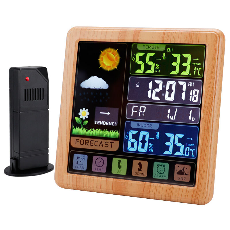 foto del prodotto stazione meteorologica wireless con sveglia, termometro digitale per interni ed esterni, igrometro, misuratore di umidit con icone meteo, previsioni