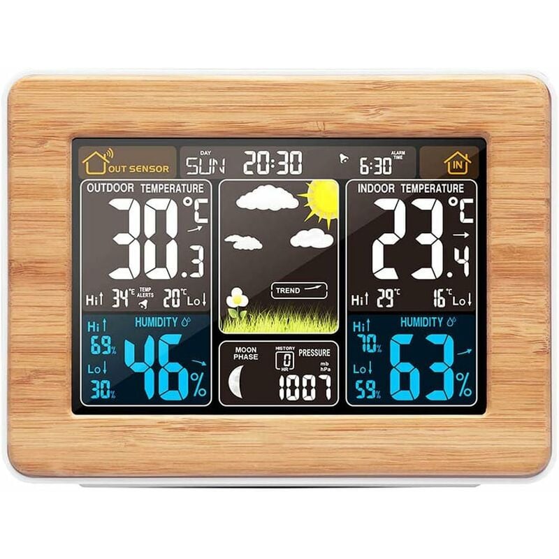 foto del prodotto stazione meteorologica wireless, previsioni meteo wireless digitali con temperatura, umidit , sveglia barometrica, stazione meteo digitale lcd con