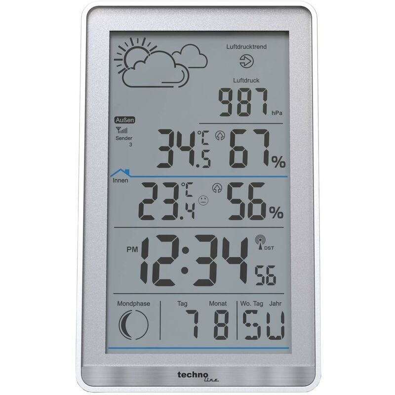 foto del prodotto stazione meteorologica wireless ws9218 con trasmettitore esterno tx106 th, temperatura interna, temperatura esterna, umidit , pressione atmosferica,