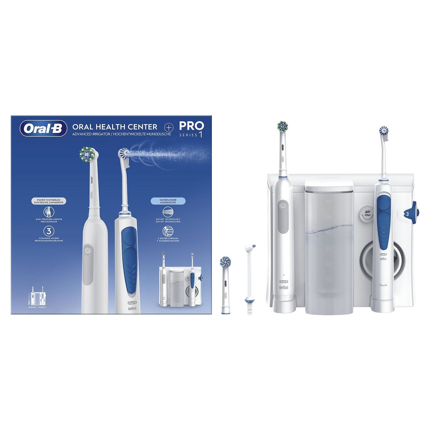 foto del prodotto stazione orale braun oral b idropulsore md20 spazzolino elettrico braun oral b pro1