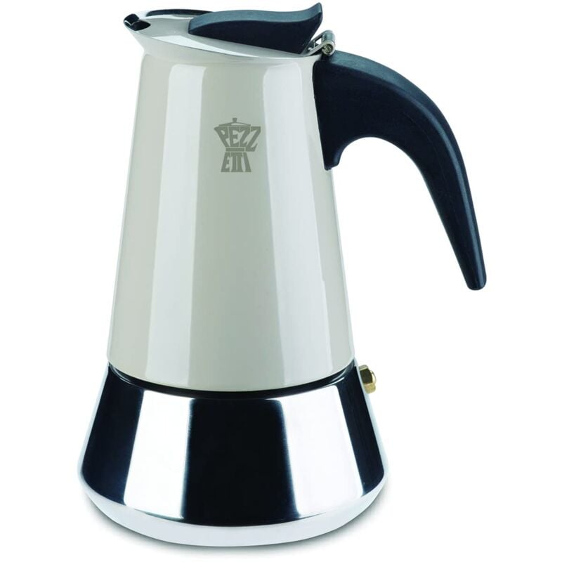 foto del prodotto steelexpress caffettiera 6 tazze in acciao inox, manico ergonomico resistente al calore, adatta a tutti i piani cottura, adatta ai piani induzione,