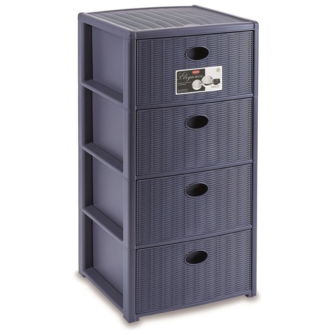 foto del prodotto stefanplast 30406 cassettiera 4 cassetti elegance blu navy 40x40x79cm