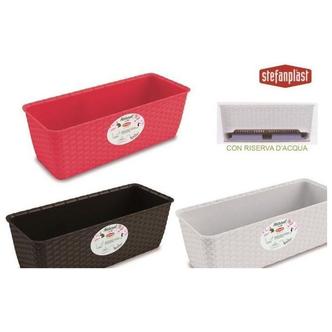 foto del prodotto stefanplast cassetta fiori rattan ristagno acqua 40cm bianco