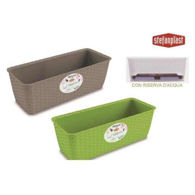 foto del prodotto stefanplast cassetta fiori rattan ristagno acqua 40cm tortora