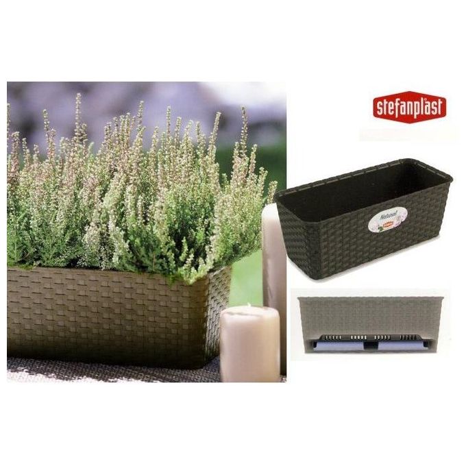 foto del prodotto stefanplast cassetta fiori rattan ristagno acqua 50cm marrone