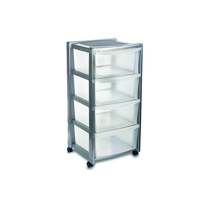 foto del prodotto stefanplast cassettiera 4 cassetti 40x40 h 80 silver