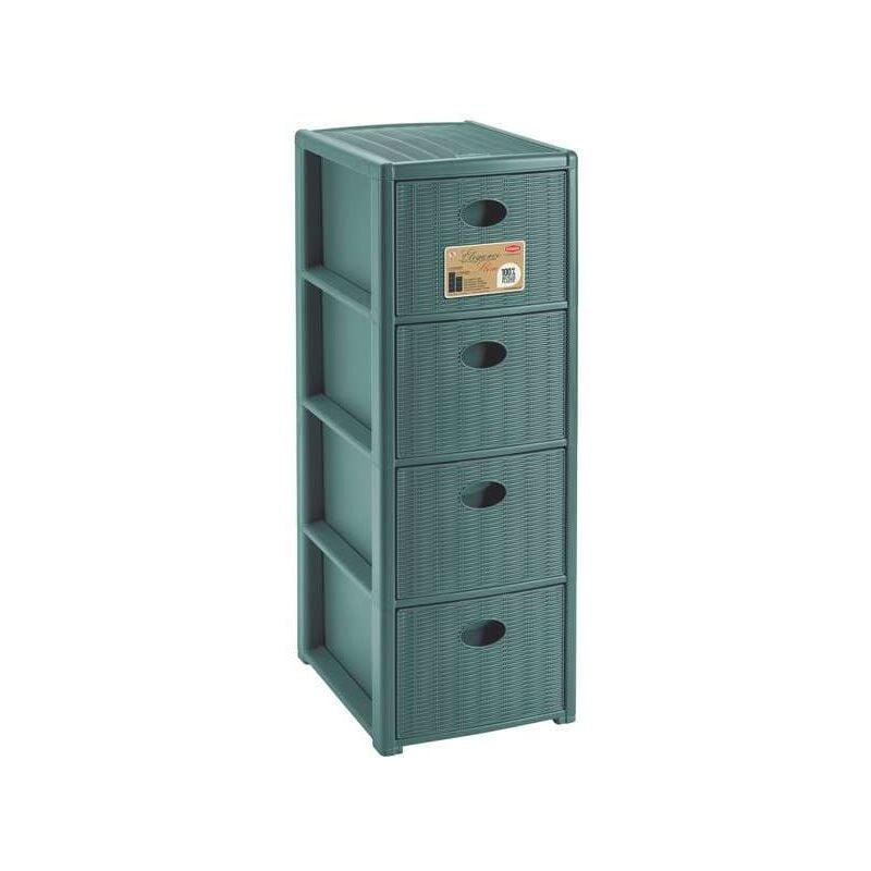 foto del prodotto stefanplast cassettiera 4 posti elegance green 30x40 h 80 cm polipropilene riciclato super resistente fornita montata