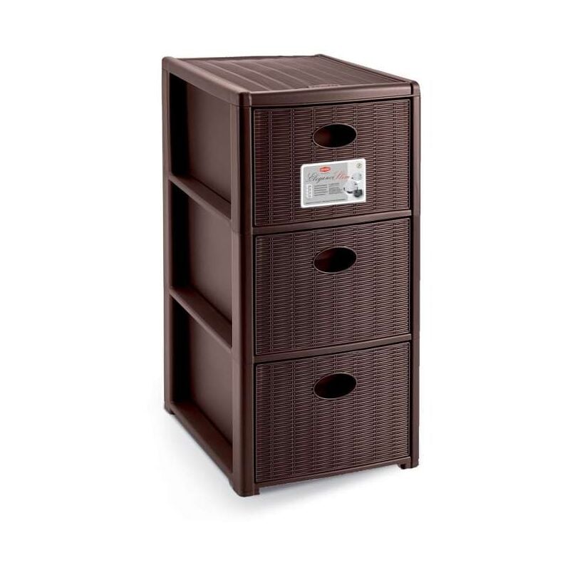 foto del prodotto stefanplast cassettiera elegance 3 cassetti moka 30x40 h60 cm polipropilene super resistente portaoggetti con ruote