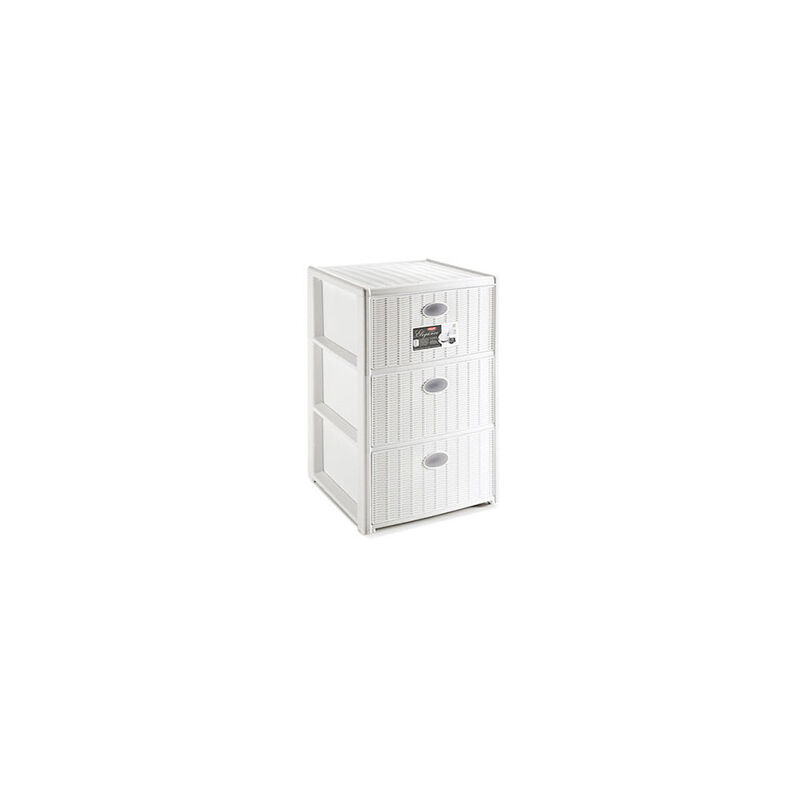 foto del prodotto stefanplast cassettiera elegance bianca 3 cassetti 40x40 h60 cm polipropilene super resistente fornita montata