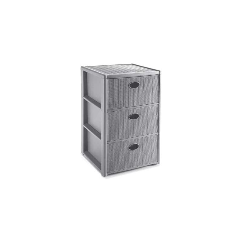 foto del prodotto stefanplast cassettiera elegance grigia 3 cassetti 40x40 h60 cm polipropilene super resistente fornita montata